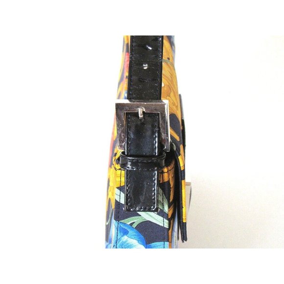 Designer Stuart Weitzman Floral Print Fabric/Patent Leather Handbag - Picture 9 of 14